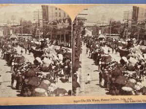 1898 — Silk Worm, Pioneer Jubilee, July 1898, Salt Lake City, Utah — STEREOVIEW