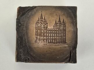 Block of Wood with Salt Lake Mormon Temple Stamp