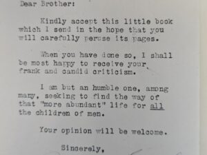 1931 — Natural Government — Benj. B. Stringham — w/Letter Signed by the Author to Joseph Fielding Smith