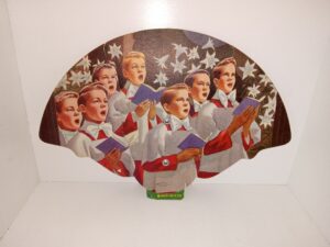 Service Cleaners & Laundry Advertisement Fan w/ Illustration of Choir Boys