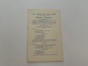1963-The Order of the Cross Members’ Newsletter- October 1963