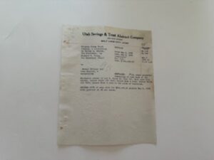 Utah Savings & Trust Abstract Company mortage