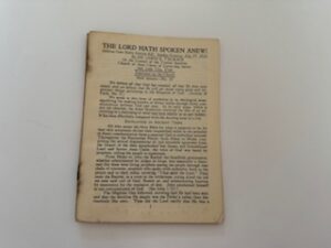 1930-The Lord Hath Spoken Anew!- James E Talmage- July 27, 1930