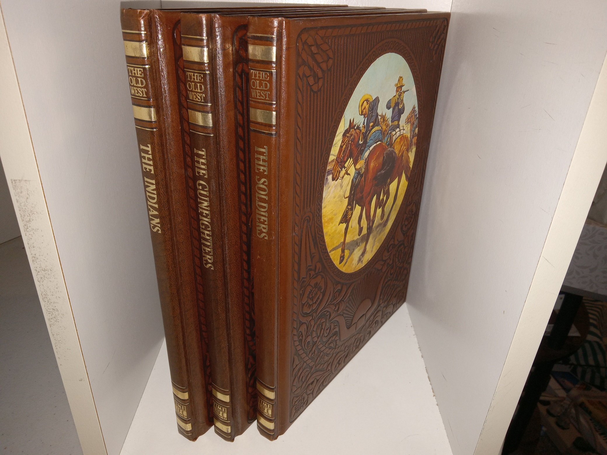 3 Leather Books from The Old West Time Life Books: The Indians / The Gunfighters / The Soldiers (See Details)