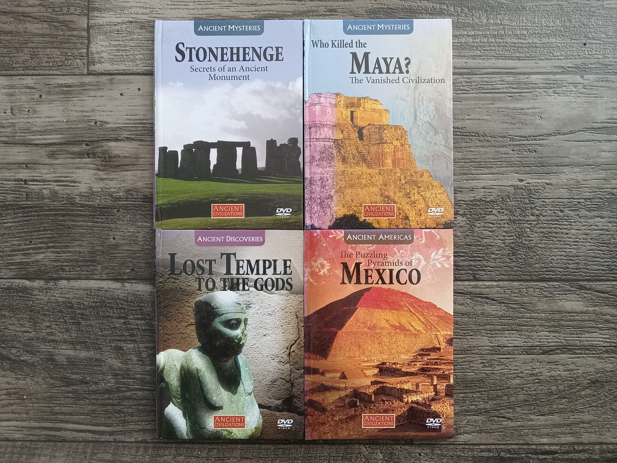 4 Ancient Mysteries DVDs: #5: Stonehenge: Secrets of an Ancient Monument/#6: Who Killed the Maya?: The Vanished Civilization/#7: Lost Temple to the Gods/#26: The Puzzling Pyramids of Mexico (See Details)