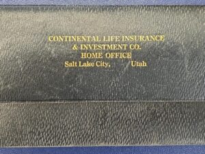 Leather Bank Wallet / Money Bag — Continental Life Insurance & Investment Co. Home Office, Salt Lake City, Utah — 11″ in Length