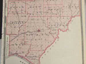 1876 Maps of Warrick and Spencer Counties in Indiana — 17″ X 14″