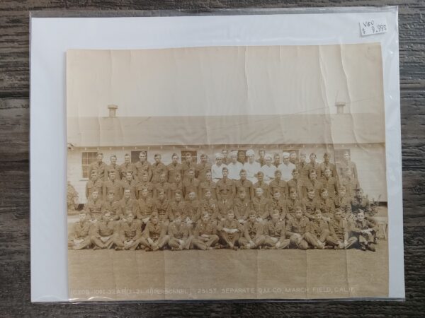 Old Photograph Labeled “G20B-I091-32AB)(3-2I-4I) Personnel, 251st Separate Q.N. CO., March Field, Calif.”