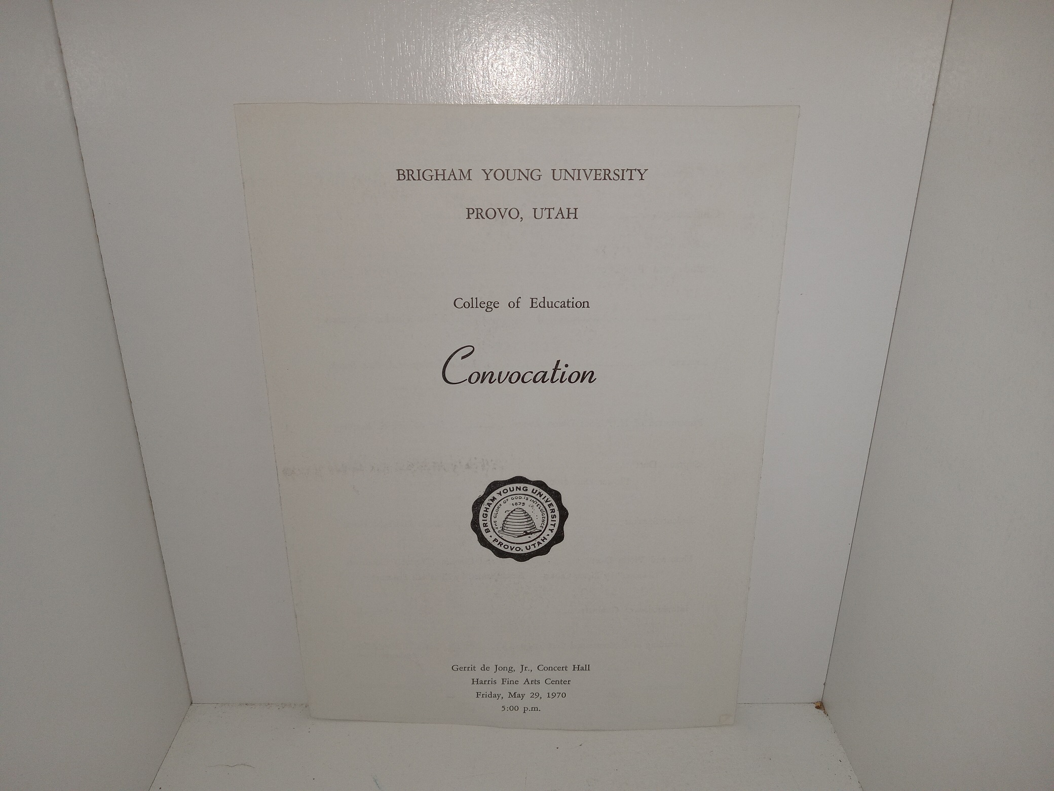 Brigham Young University Provo, Utah: College of Education Convocation (Pamphlet) (Program) (1970)