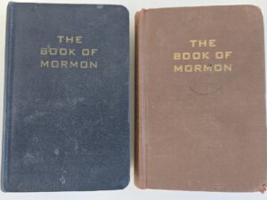 1943 — Book of Mormon — Blue Military Small Size Edition — (with other Brown copy without title page).