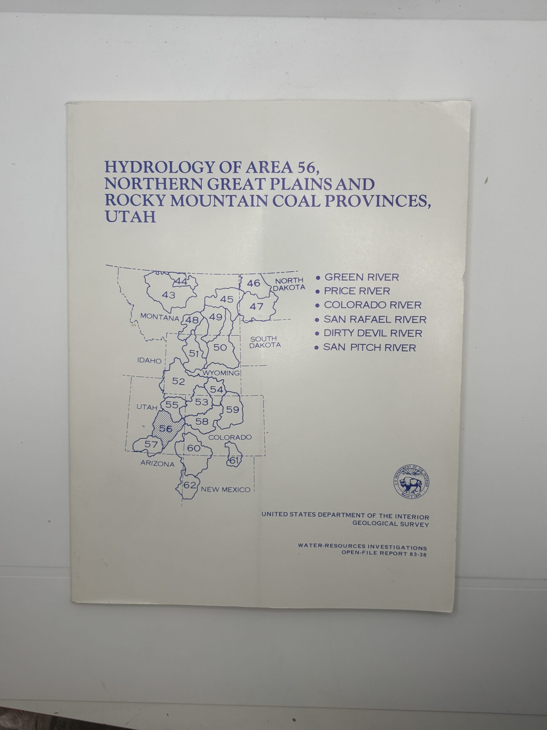 Hydrology of Area 56, Northern Great Plains and Rocky Mountain Coal Provinces, Utah – US Geological Survey 1984