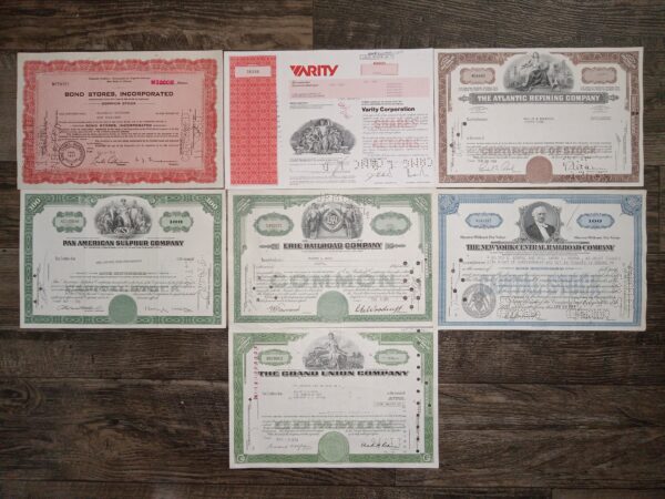 7 Old Stock Certificates