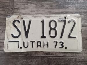 Old Utah License Plate: SV 1872