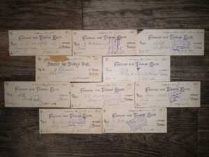 10 Old Checks from Farmers’ and Traders’ Bank