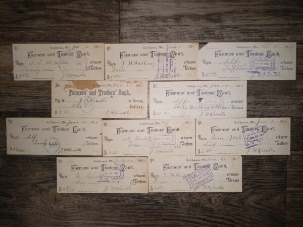 10 Old Checks from Farmers' and Traders' Bank