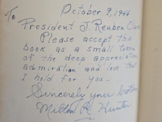 Leather Book Inscribed by Milton R. Hunter to J. Reuben Clark