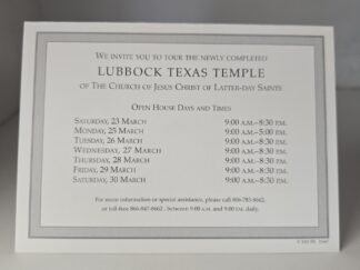 Invitation To Lubbock Texas LDS Temple Open House — Small 4-Page Card