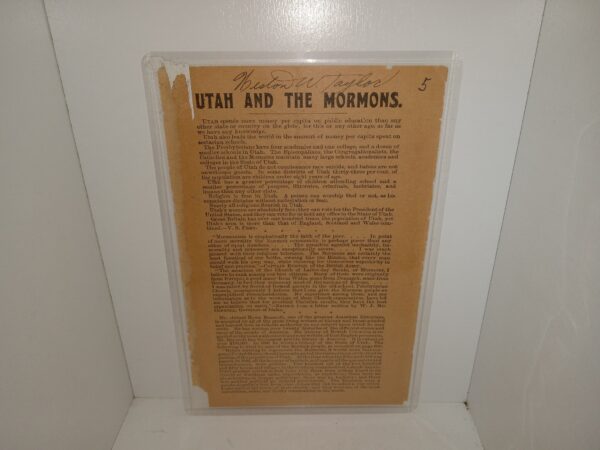 2-Sided Single Sheet Leaflet: Utah and the Mormons/”£200 Reward for English Girls” (Unknown Publishing Date)