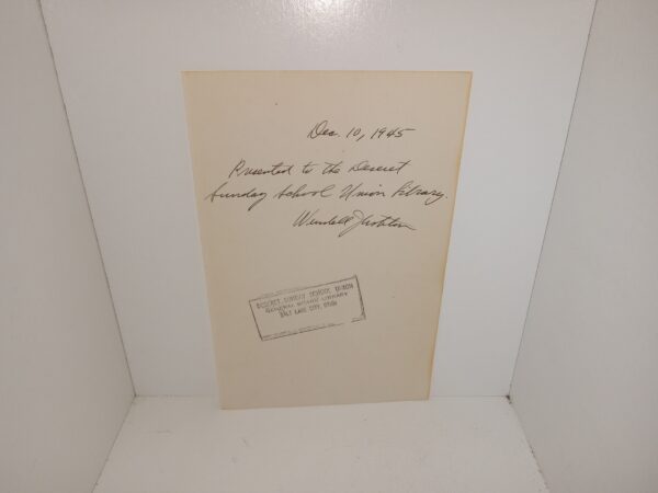 Single Sheet of Paper Signed and Inscribed by LDS Author Wendell J. Ashton (Dated 1945)