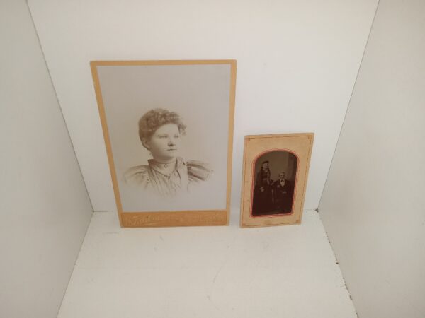 Old Salt Lake City, Utah Cabinet Card of a Woman, and a Very Small Tintype of a Couple