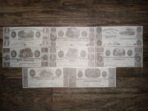 Photocopies of Kirtland Bank Notes for the Denominations of 1, 2, 3, 5, 10, 20, 50, 100