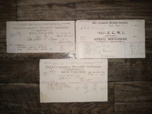 3 Old Z.C.M.I. Receipts Dated for 1895, 1896, and 1903