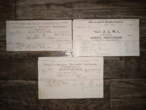 3 Old Z.C.M.I. Receipts Dated for 1895, 1896, and 1903