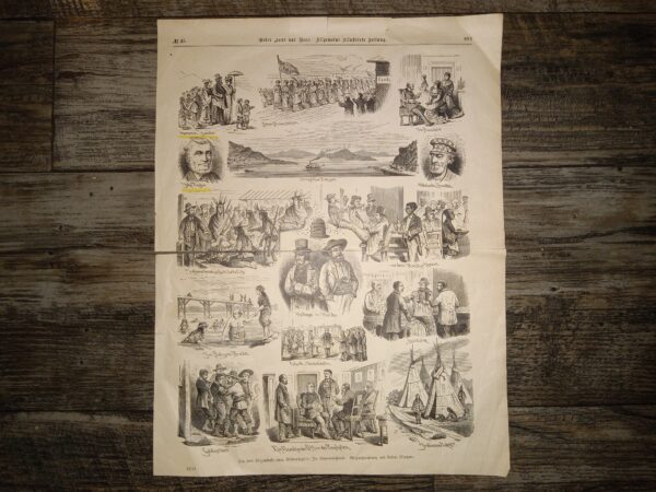 Page from Old German Newspaper w/ Anti-Mormon Cartoons (Unknown Publishing Date)