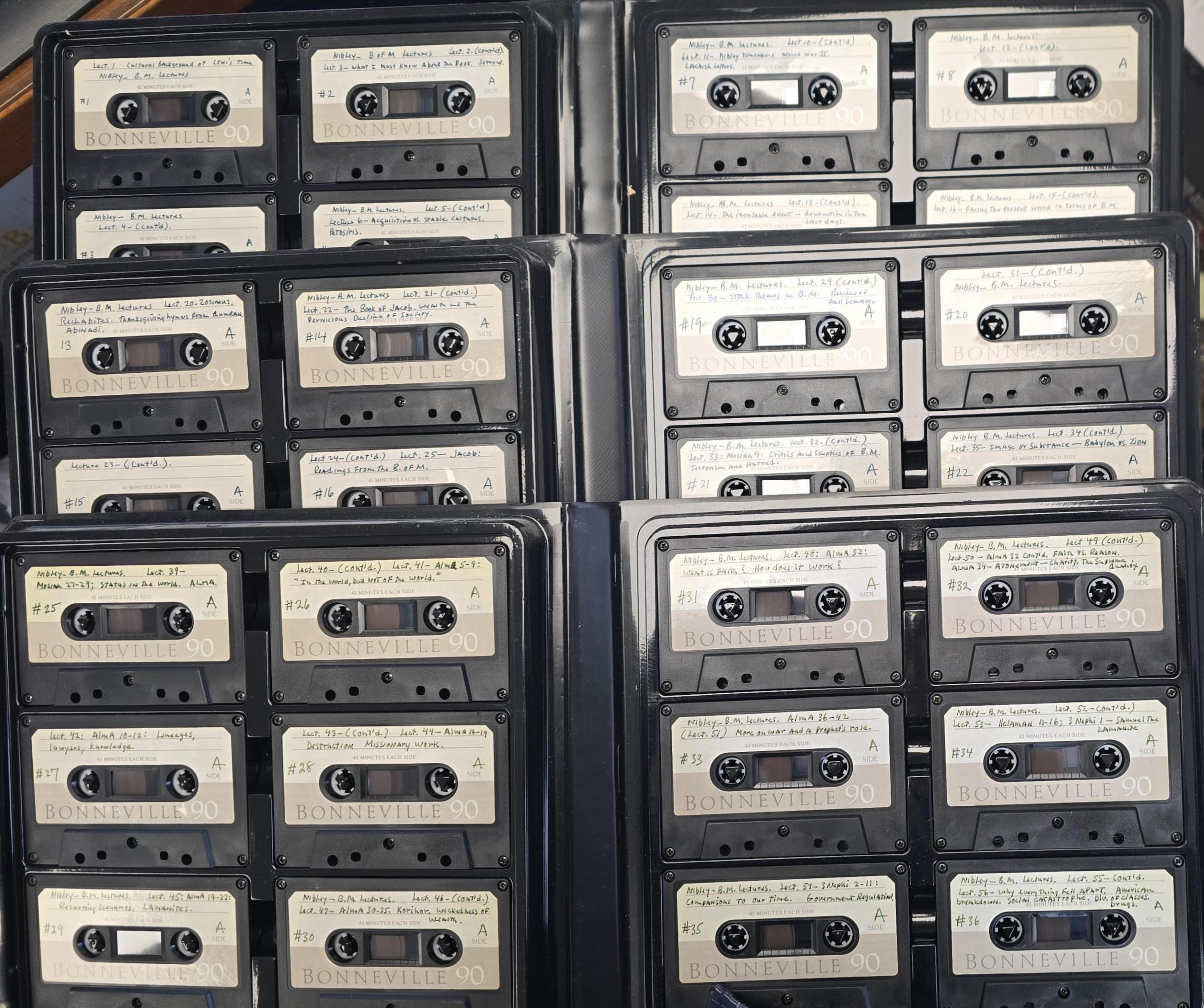 36 Cassette Tapes — Book of Mormon Lectures — by Hugh Nibley — In 3 Plastic Cases