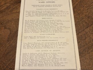 Official Directory Pasadena: Stake and Ward Officers – 1939