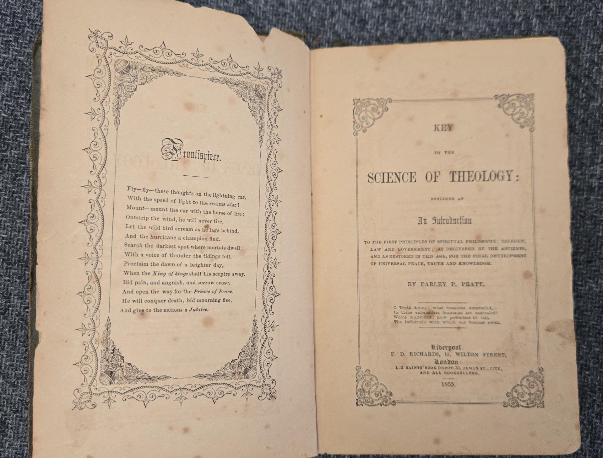 1855 — The Key To The Science of Theology — First Edition by Parley P. Pratt