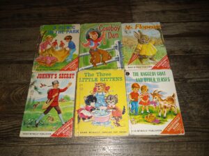 6 Rand McNally Publisher Children’s books: A Picnic in the Park / Cowboy Dan / Mr. Flopears / Johnny’s Secret / The Three Little Kittens / The Raggedy Goat and Other Verses (See Details)