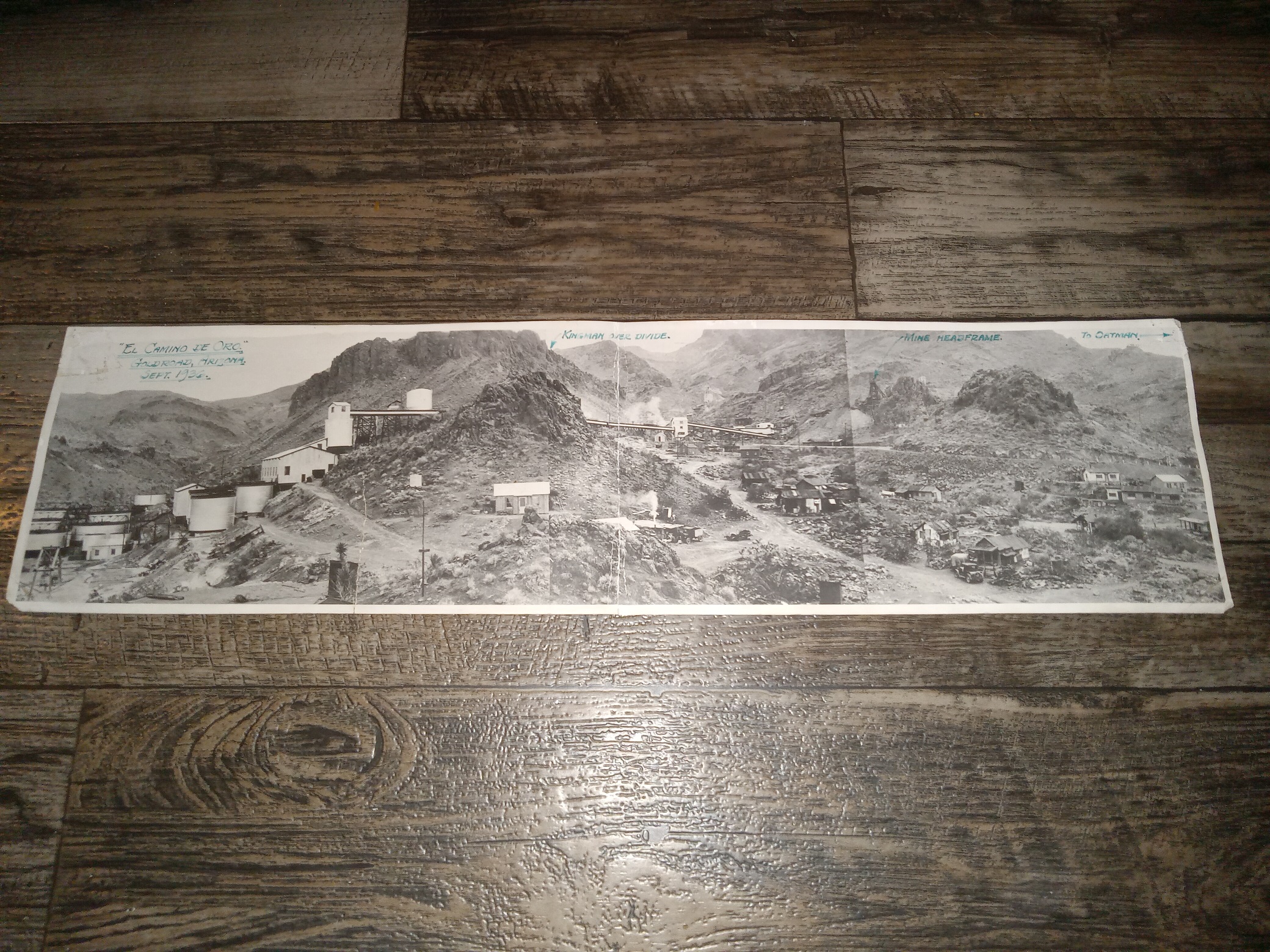 Panoramic Photograph of “El Camino De Oro”, Goldroad, Arizona (Dated Sept. 1936)