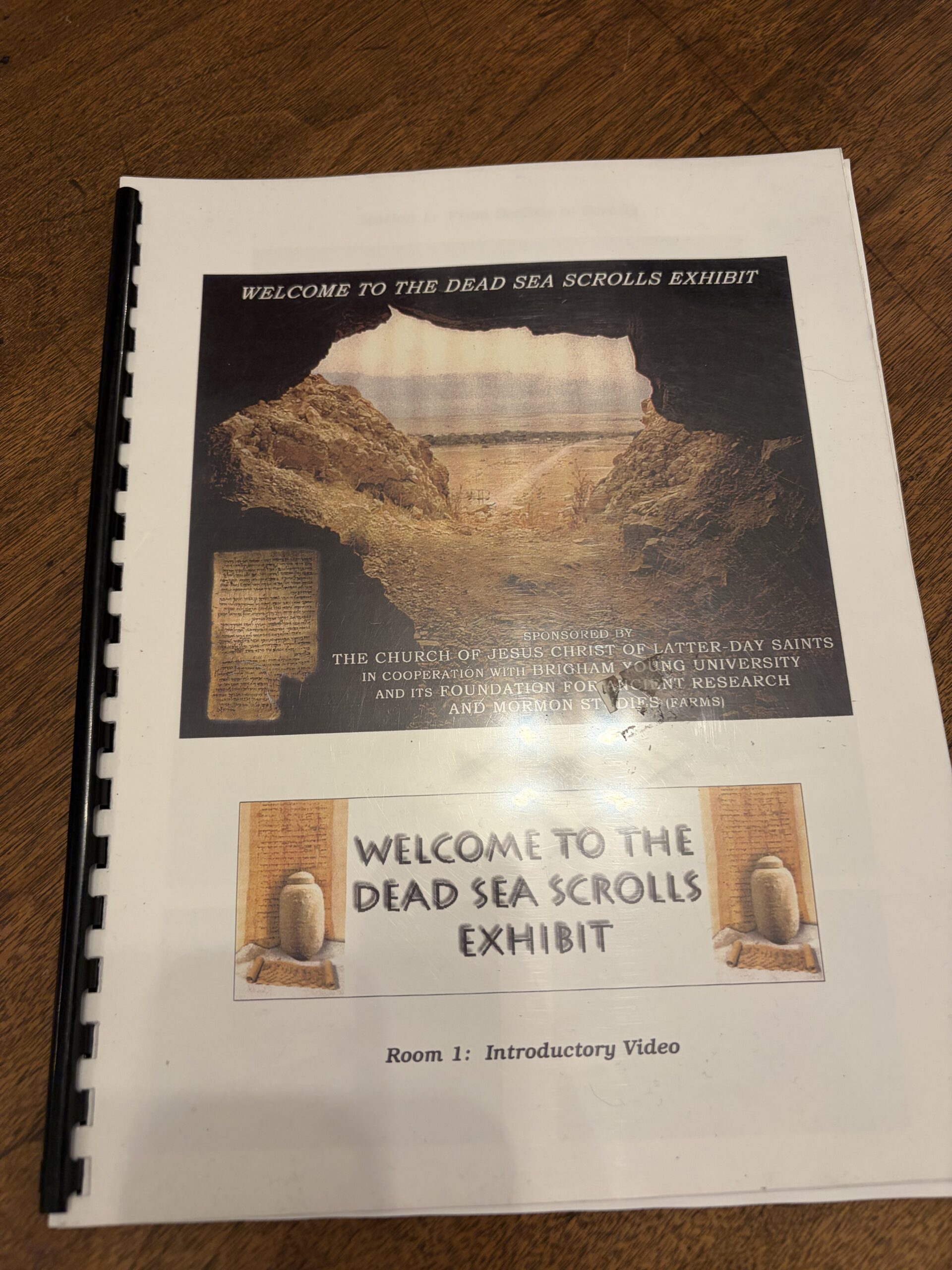 Welcome to the Dead Sea Scrolls Exhibit Room 1: Introductory Video Pamphlet