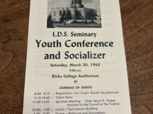 L.D.S. Seminary Youth Conference and Socializer – Ricks College Auditorium – Saturday, March 20, 1965
