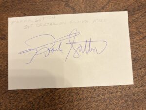 Frank Sutton Signature on a Card – He played Sergeant Carter on the TV Show Gomer Pyle