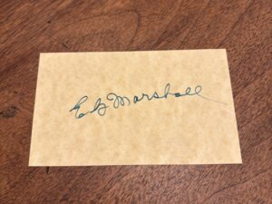 Signature of Actor E. G. Marshall on a Card