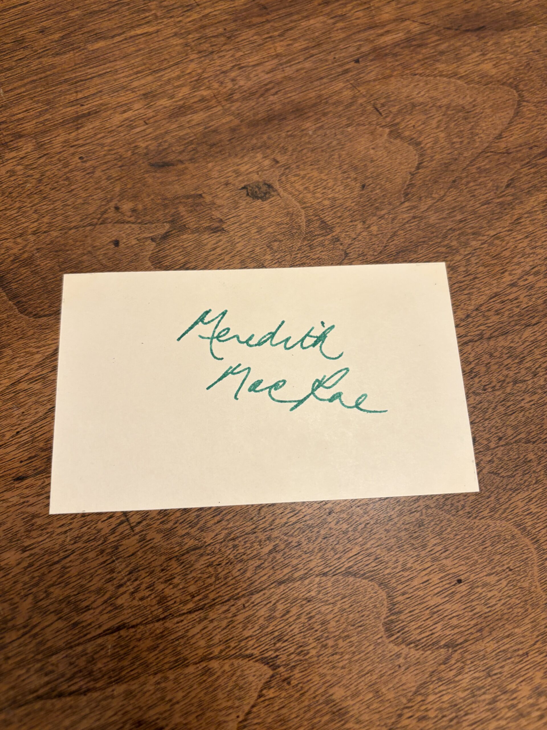 Card Signed by Actress Meredith Macrae