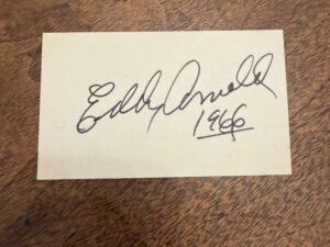 Signature of Singer Eddy Arnold on the back of someone’s business card