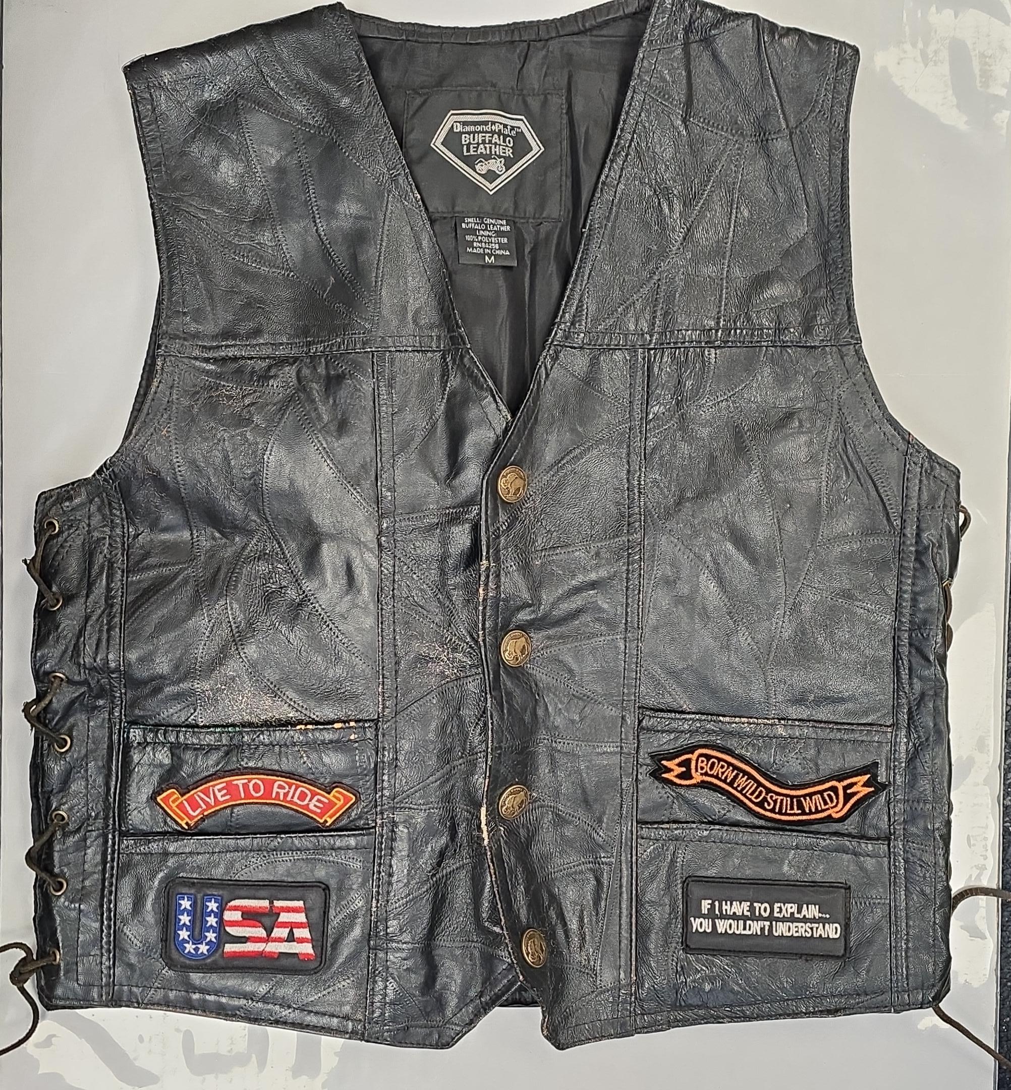 Diamond Plate Buffalo Leather Motorcycle Rider Jacket