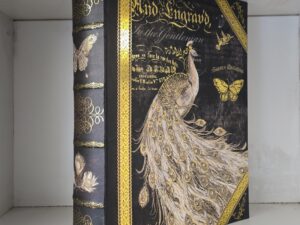 Decorative Box Shaped Like A Book — Peacock Vintage Artwork on the Box