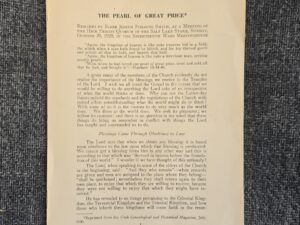 The Pearl of Great Price – Remarks by Elder Joseph Fielding Smith, at a Meeting of the High Priests Quorum of the Salt Lake Stake, Sunday, October 20, 1920, in the Seventeenth Ward Meetinghouse