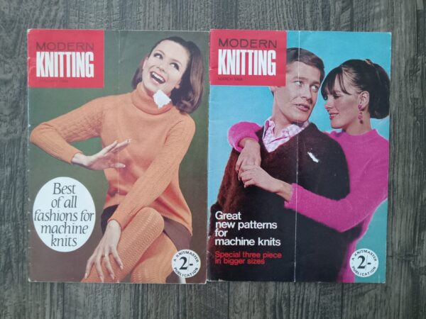 2 Issues of Modern Knitting Magazine from 1968