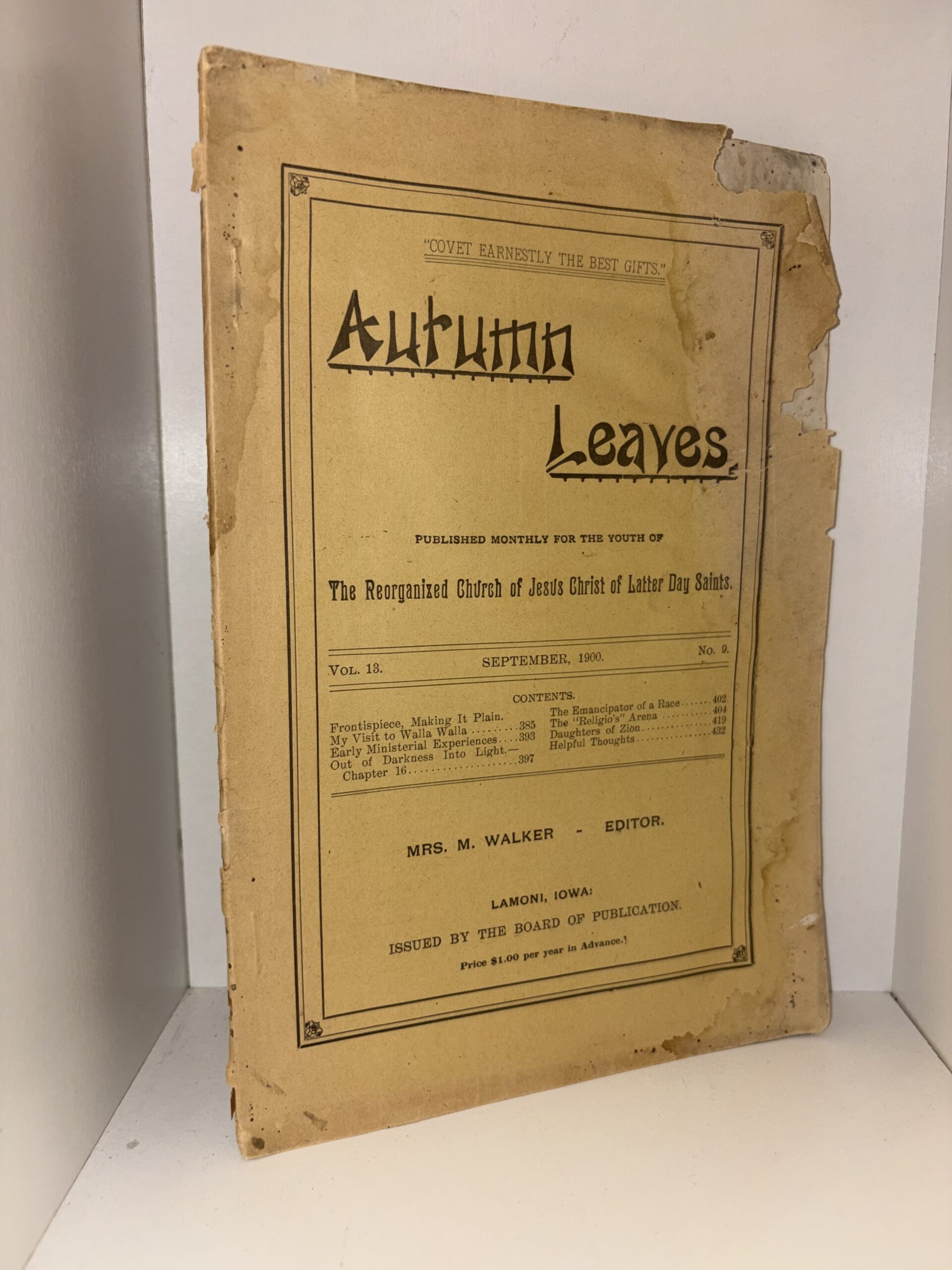 Autumn Leaves: Vol. 13. No. 9. – Editor Mrs. M. Walker – September, 1900