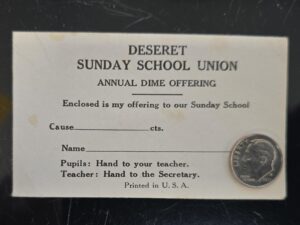 Deseret Sunday School Union Annual Dime Offering — Tiny Envelope