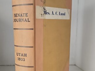 Utah – Senate Journal — 1933 — Special and Twentieth Sessions of the Legislature of the State of Utah — Suede Leather Binding