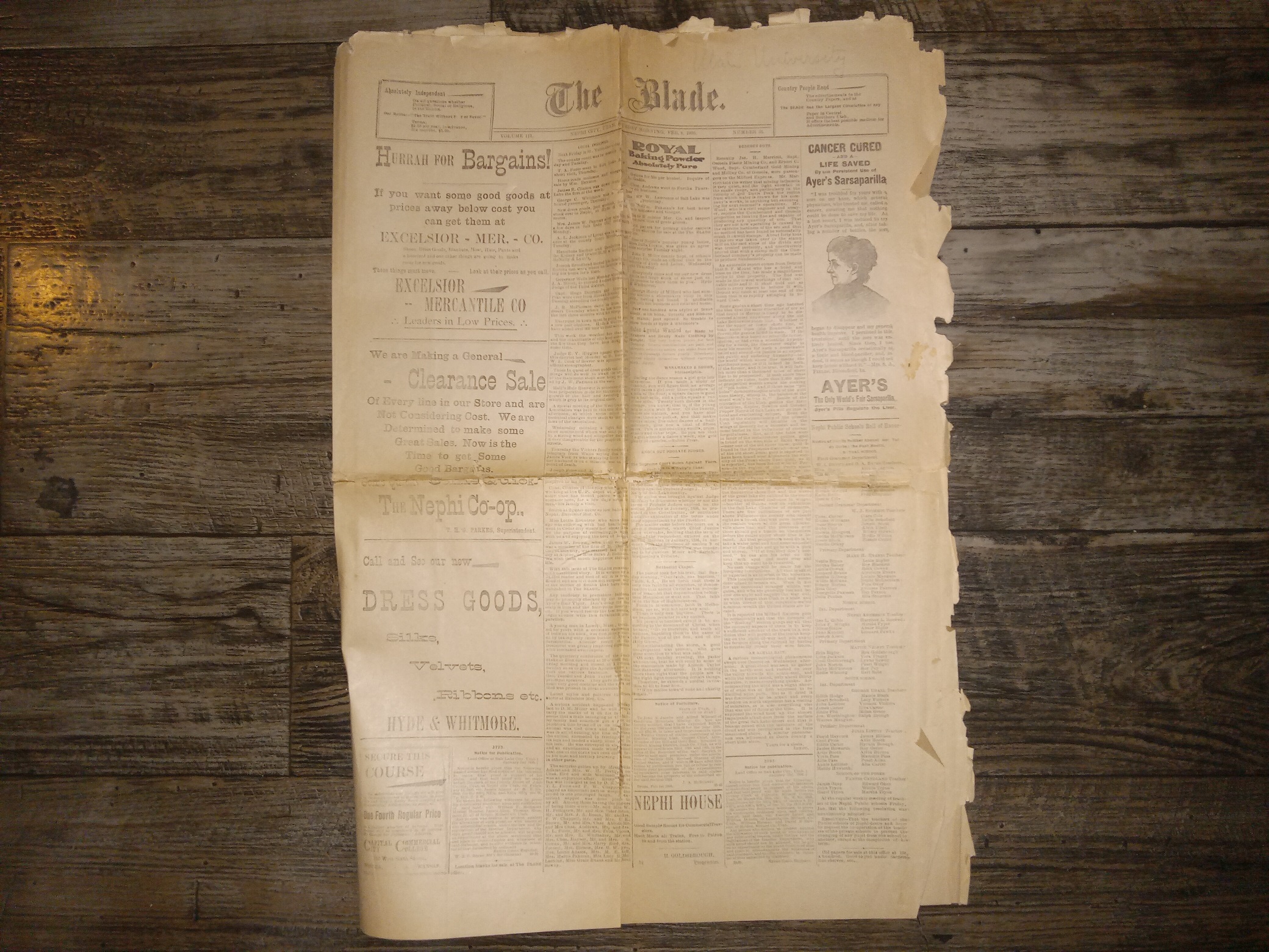 The Blade: Vol. 3, No. 35, Nephi City, Utah, Saturday morning, Feb. 8, 1896 (Newspaper) (1896)