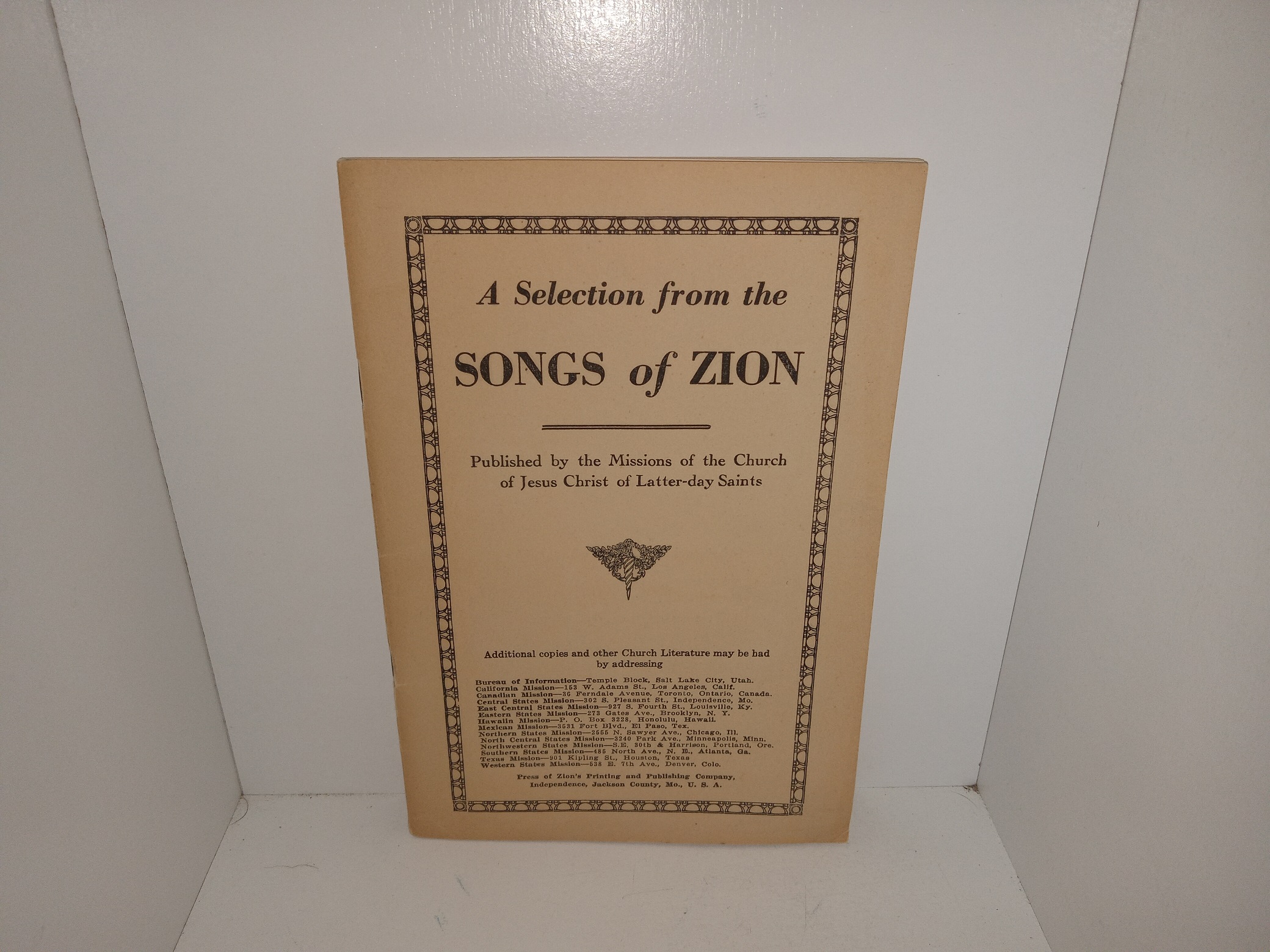 A Selection from the Songs of Zion (Unknown Publishing Date) ~ Unknown Author