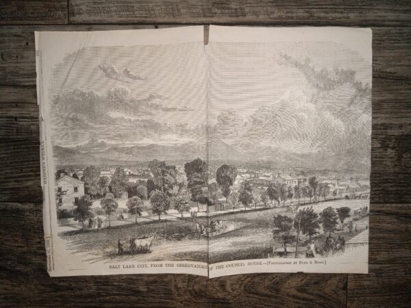 Clipped View of Salt Lake City from an 1858 Harper's Weekly Magazine (1858)