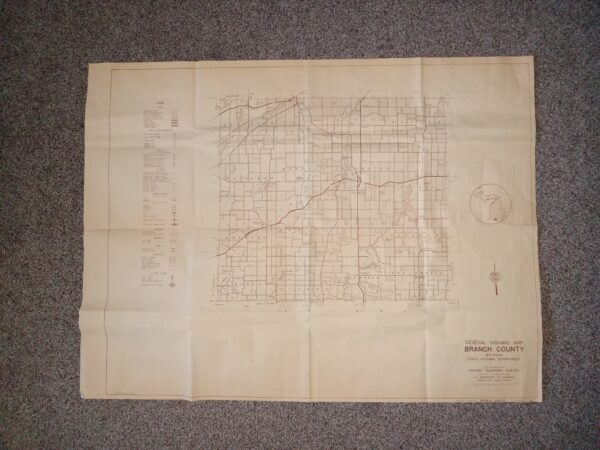 General Highway Map Branch County Michigan, State Highway Department (Unknown Publishing Date)